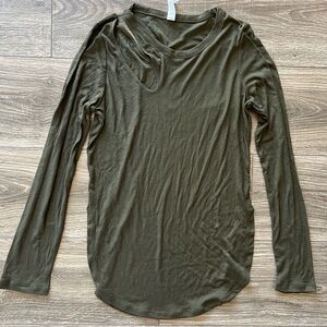 Army Green Alo Ribbed Long Sleeve